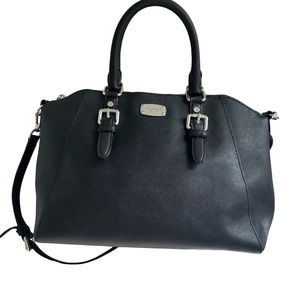 Micheal Michael Kors Black Leather Large Ciara Zip Shoulder Bag